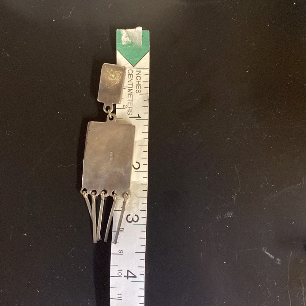 Sterling silver inlay earrings with MOP, turquoise, onyx, suglite, cobalt. - Picture 4 of 5
